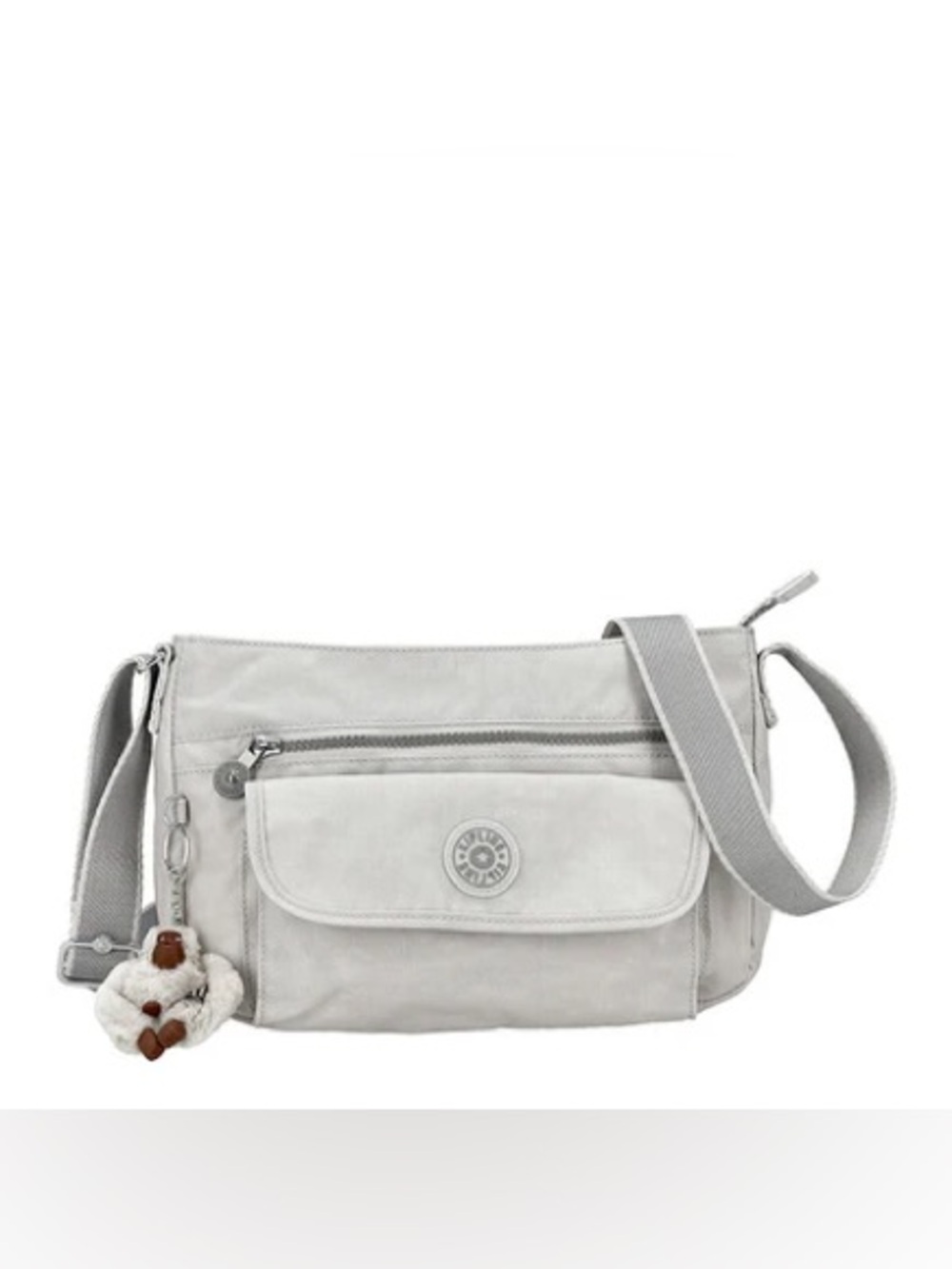 Kipling Syro Shoulder Crossbody Nylon Bag Light Gray